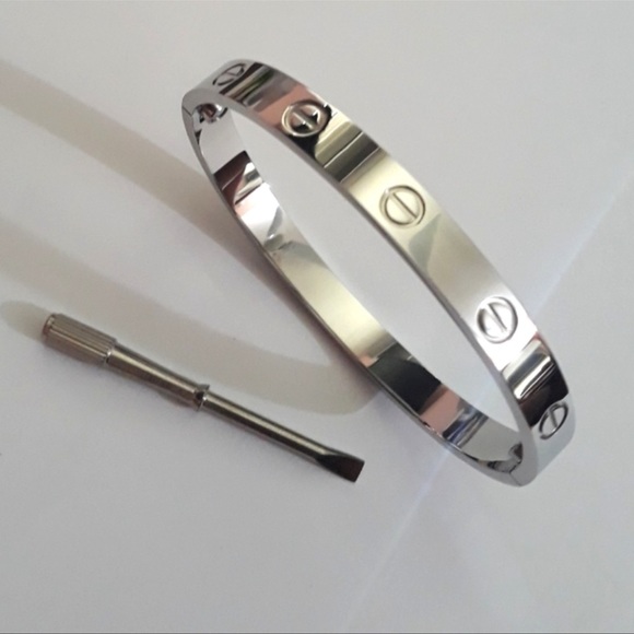 NEW Stainless Steel Screw Cuff Bangle Love Bracelet with Screwdriver in Silver - Picture 6 of 8
